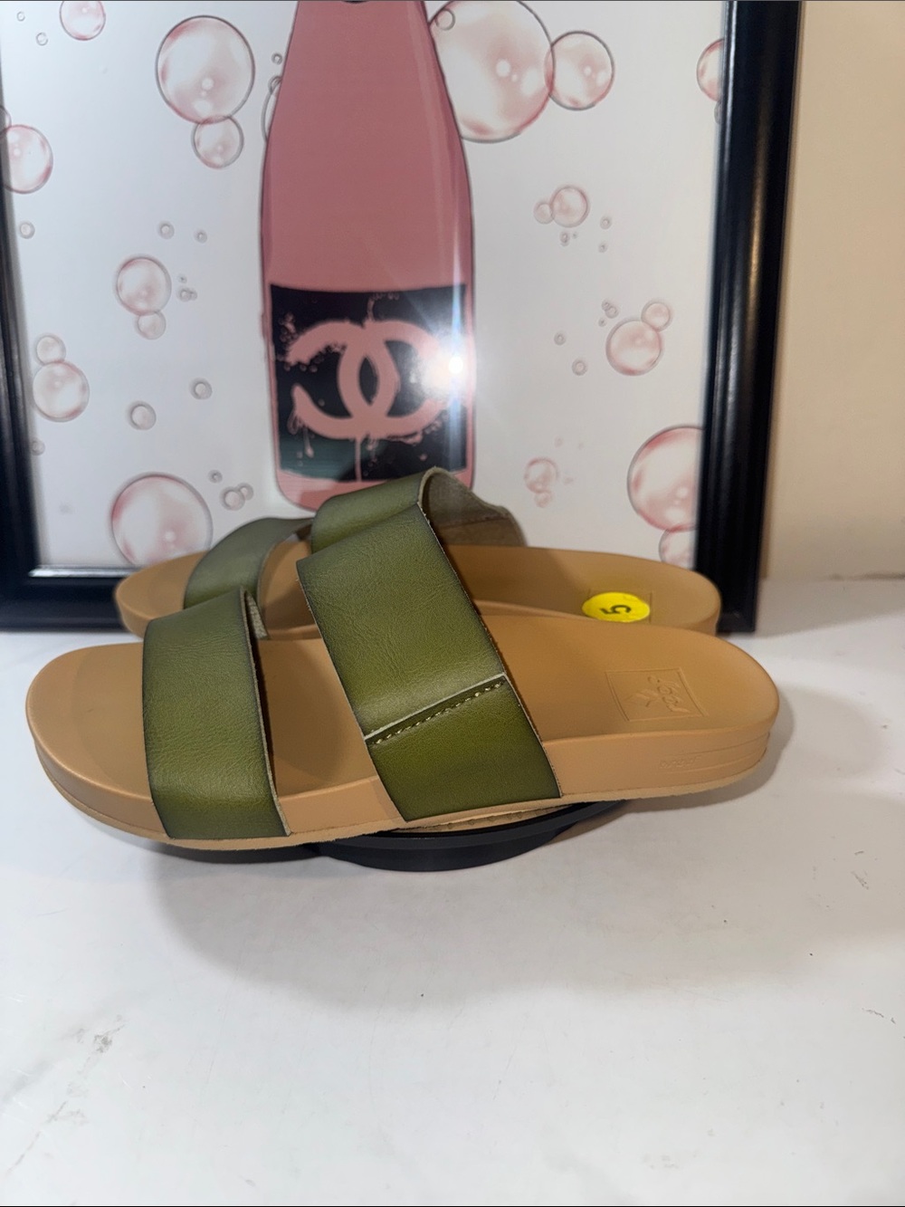 Reef Cushion Bounce Vista Olive Green Double-Strap Slide Sandals - Kids 5